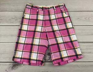 Pantaloncini da golf a quadretti rosa da uomo misto cotone 11"" inserto taglia 32 - Foto 1 di 11