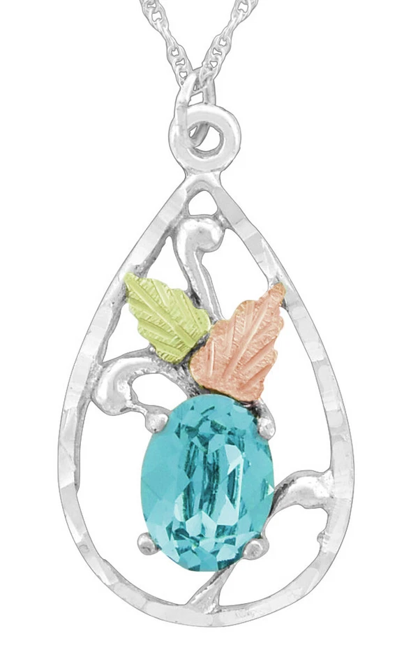 Colgante Dakota Black Hills Oro sobre Plata Laboratorio Cristal Azul Turquesa GSP 044 LTW Foto 1 de 1