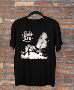 T-shirt bianca Lion Fight to Survive Album maglietta cotone nero tutte le taglie HRO67 - Foto 1 di 5