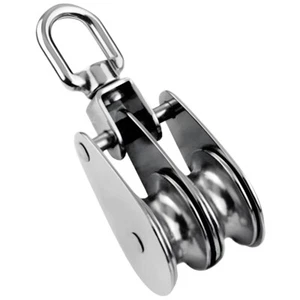 Double Sheave Pulley 25mm 32mm 50mm A2 Stainless Steel Swivel Pulley Rope Line - Picture 1 of 3