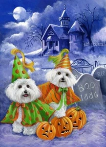 Precious Pet Large House Flag - Bichon Haunted House 28" x 40" ~ Charity! - Picture 1 of 1