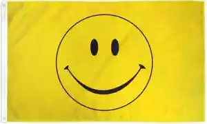 Happy Face 4x6ft Poly Flag Yellow Smiley Happy Face Smile Emoji Flag - Picture 1 of 3