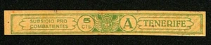 574BtN-SPAIN -Cigars Tax Rate TENERIFE SUBSIDIO PRO COMBATIENTES 5 cts.(verde) - Picture 1 of 3