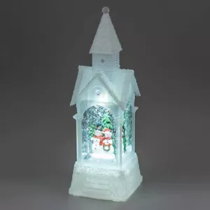 Kirche 32 cm Acryl LED-Licht Gebäude Schneemann formano 506351 Weihnachtsdeko - Bild 1 von 3