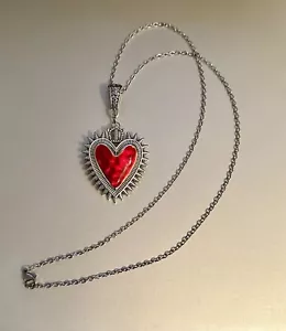 Sacred Heart Halskette, Herzkette, gotischer Schmuck, Memento Mori, brennendes Herz - Bild 1 von 5