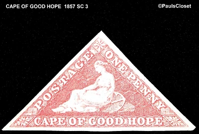 CABO DE BUENA ESPERANZA 1857 SC 3 "ESPERANZA" SENTADO 1p ROSA MNG PAPEL BLANCO IMPERFECTO MUY FINO Foto 1 de 2