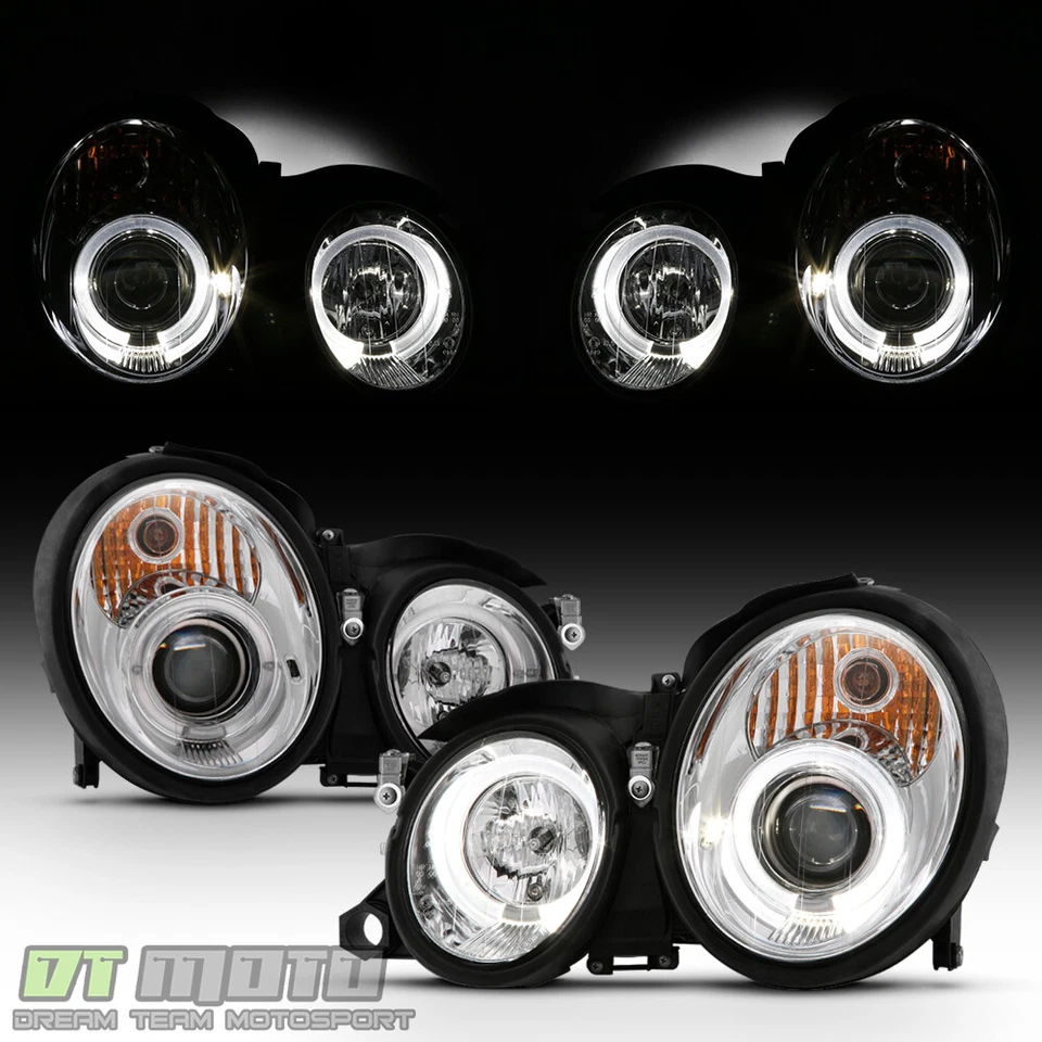 1998-2002 Mercedes W208 CLK320/430/55 AMG LED Dual Halo Projector Headlights Set - Image 1 of 4