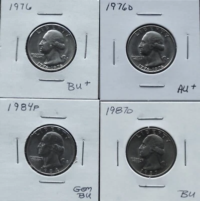 1976 BU+, 1976D AU+, 1984P Gem BU, 1987D BU 4M29IRCS-1-2-3-4 Wash QTS - Image 1 of 4