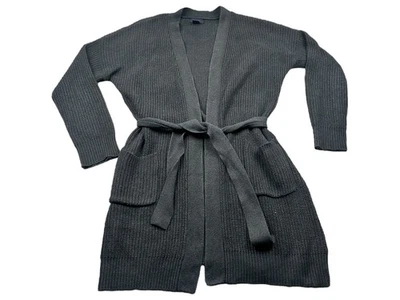 Cárdigan suéter gris tejido con cinturón Rachel Roy para mujer manga larga grande Foto 1 de 4