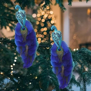Clip-On Brillo Pavo Real con Pluma Navidad Pájaro Adornos para Árbol de Navidad - Imagen 1 de 18