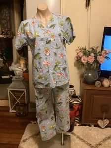 DANGERFIELD “SCRUB EM UP WITH LOVE” Scrubs Short Sleeve Top Pants Size S - Picture 1 of 12