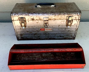 Sears Craftsman USA 6500 18" Metal Tool Box Red Metal Tray 18X9X7 Vintage - Picture 1 of 14