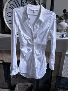 VERONICA BEARD ruched women's button up shirt - white - size 2 - Picture 1 of 7