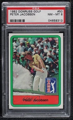1982 Donruss Golf Stars Peter Jacobsen #50 PSA 8 - Image 1 of 2