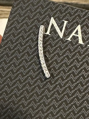 Nadri SINGLE curved Bar Climber Earring In Silver Tone- Right Ear Only - Image 1 of 3