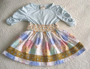 Abito Matilda Jane top inseguimento lucciole nastro floreale pois blu 2T - Foto 1 di 7