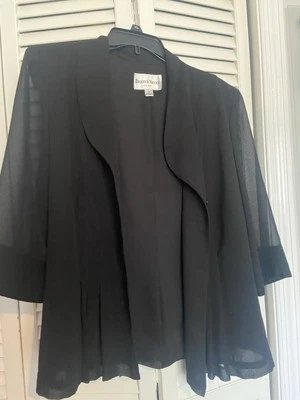 DANNY & NICOLE чистый куртка 16 черный L рукав шифоновое блузка со складками - Изображение 1 из 4