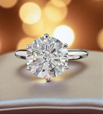 3.00 Ct D VS1 Round Solitaire Platinum Lab Grown Diamond Ring IGI Certified - Image 1 of 4