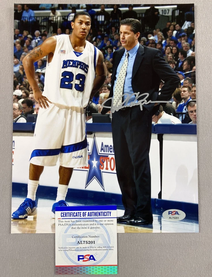 MEMPHIS TIGERS- JOHN CALIPARI AUTOGRAPH 8x10 PHOTO w. DERRICK ROSE PSA AL75201 - Image 1 of 1