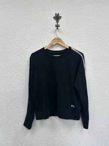 Under Armour Jumper Size L Ladies Loose Black Gym Running Top Slight Crop - Picture 1 of 12