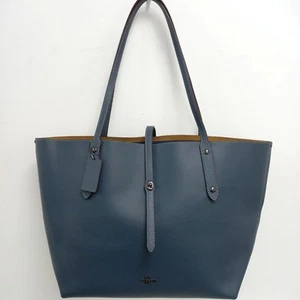 Coach Market Tote Bag Blue Leather Shoulder Handbag Designer RMF07-RP - Picture 1 of 12