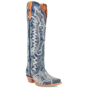 Dan Post Darlin Denim Leder SnipToe Western Cowgirl Reißverschluss Stiefel (US-Damengröße) - Bild 1 von 7