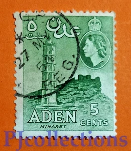U1296- ADEN 1953 QUEEN ELIZABETH II - MINARETT 5c GEBRAUCHT - Bild 1 von 1