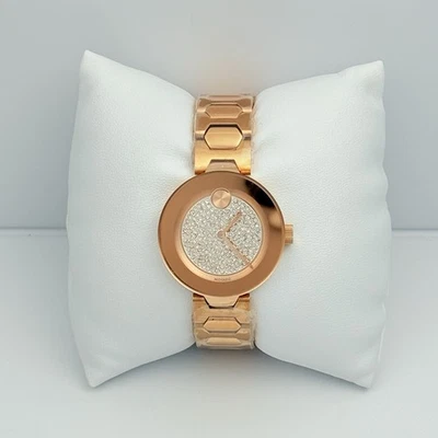 New Movado Bold Crystal Pave Rose Gold Tone Bracelet 32mm Trend Watch 3600493 - Image 1 of 4