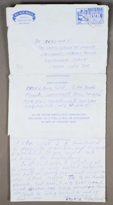 MayfairStamps Nigeria 1981 Producción de vacunas 20K a Londres Inglaterra Aerograma a Foto 1 de 2