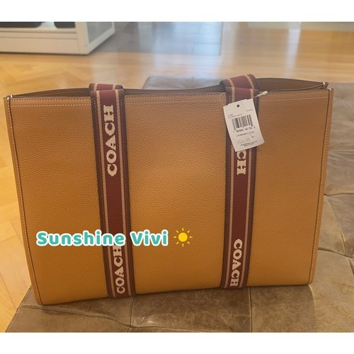 Borsa a tracolla Coach Large Smith nuova con etichette in pelle di ciottoli marrone penny CU996