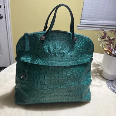 Furla Croco Embossed Leather Blue Green bag  - Image 1 of 4