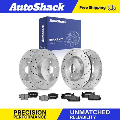 Front Rear Drilled Slotted Brake Rotors Ceramic Pads for Toyota Camry 2.5L - Image 1 of 4