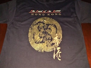 Womans Hong Kong T Shirt Size L Color Black w/orange & gold logo 100% Cotton - Picture 1 of 4
