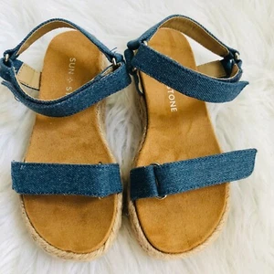 Sun & Stone Girl Kids Sandals 12 Blue Demie Denim Open Toe Casual Shoes New - Picture 1 of 7