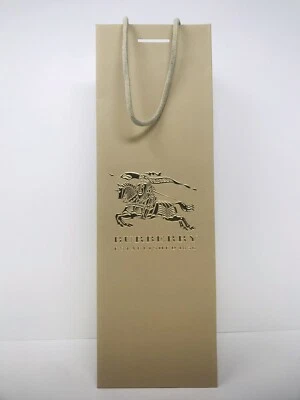 BURBERRY Genuine Gift Retail Shopping Paper Tall Bag Empty Wine Bottle Beige New - Image 1 of 3