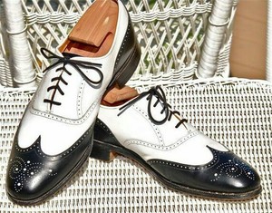 Handmade White Wingtip Dress Shoes for 