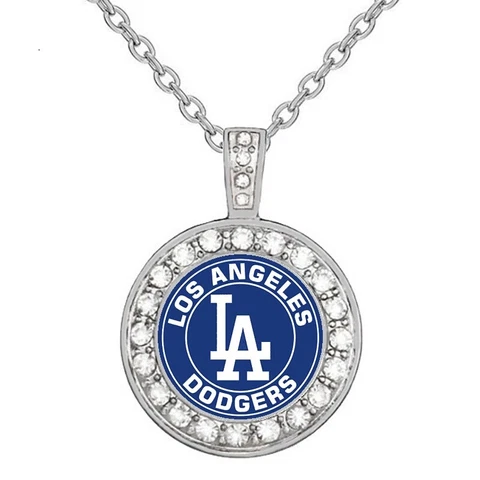 Los Angeles Dodgers Womens Sterling Silver Chain Link Necklace With Pendant D18 Cover