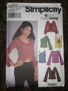 Simplicity 5255 Uncut Pattern Plus Size 12-20 Raglan One Shoulder 6 Easy Tops - Picture 1 of 1