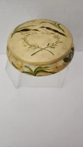 Vintage Trinket Dish Round Container With Lid- Bird Design Top - Picture 1 of 4