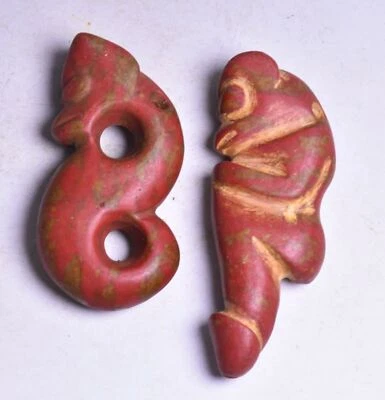 Colgante Amuleto Doble Bestia Turquesa Azul Cultura Hongshan China Antigua 8,5 CM Foto 1 de 4