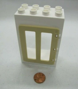 Lego DUPLO WHITE & GOLD LARGE DOOR WINDOW PANE UNIT Building Block 2x4x6 - Picture 1 of 3