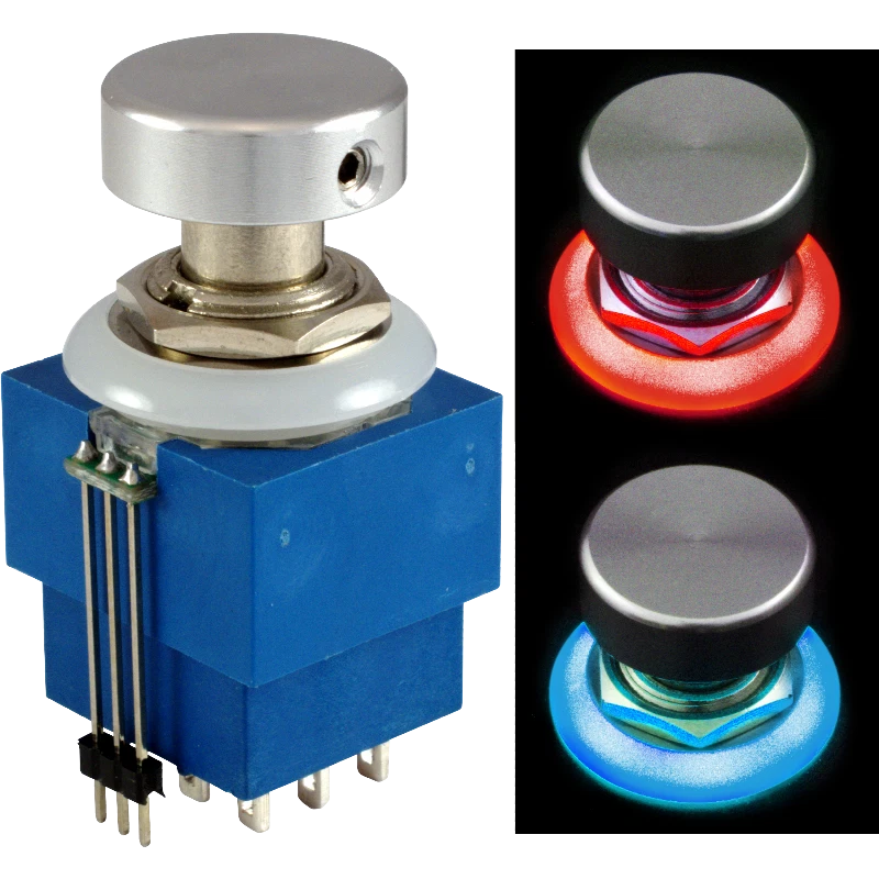 Fußschalter, 3PDT, mit eingebautem LED-Ring, Farbe: rot/blau - Bild 1 von 1