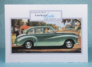 LANCHESTER LEDA - GREETING CARD - Classic Car Memorabilia - Blank inside - Picture 1 of 3