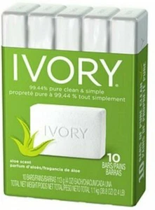 Ivory Bar Soap Pure Clean & Simple Aloe Scent 10 Count 4.5 Ounce Each Pack of 2 - Picture 1 of 1