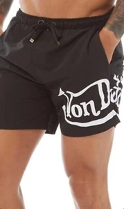 Von Dutch swim shorts beach shorts mens  black size medium upto xl bnwt - Picture 1 of 8