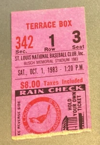 Chicago Cubs v. St Louis Cards 10/1/1983 Ticket Stub Busch Stadium - Picture 1 of 2