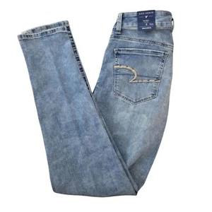 NWT American Eagle Outfitters Blue Skinny Jeans Distressed Wash Size 2 - Picture 1 of 5