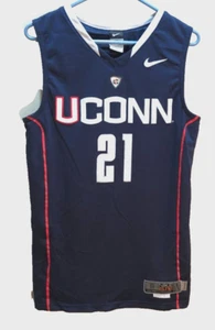 UConn #21 Huskies NCAA Basketball Sewn Big East Nike Elite Navy Blue Jersey S - Picture 1 of 2