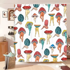 Funny Mushroom Butt Shower Curtain, Fun Cute Sexy Butt 70S 80S Fabric Curtains f - Picture 1 of 12