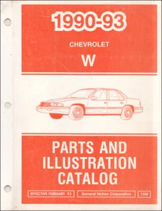 1993 Chevy Lumina Auto Master Parti Libro Chevrolet Illustrato Parte Catalogo - Foto 1 di 2